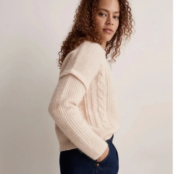 Madewell Sweaters - Madewell Cable Havener Pullover Sweater Alpaca-Poly-Wool-Blend Women's Sz.M